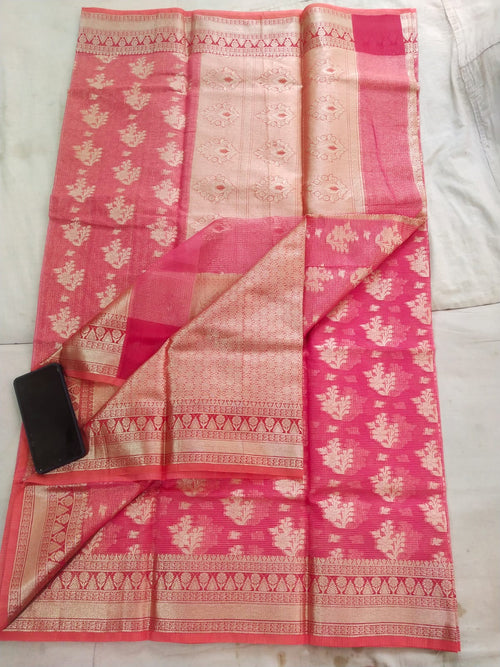 Pink Banarasi Silk Saree with Zari Weave